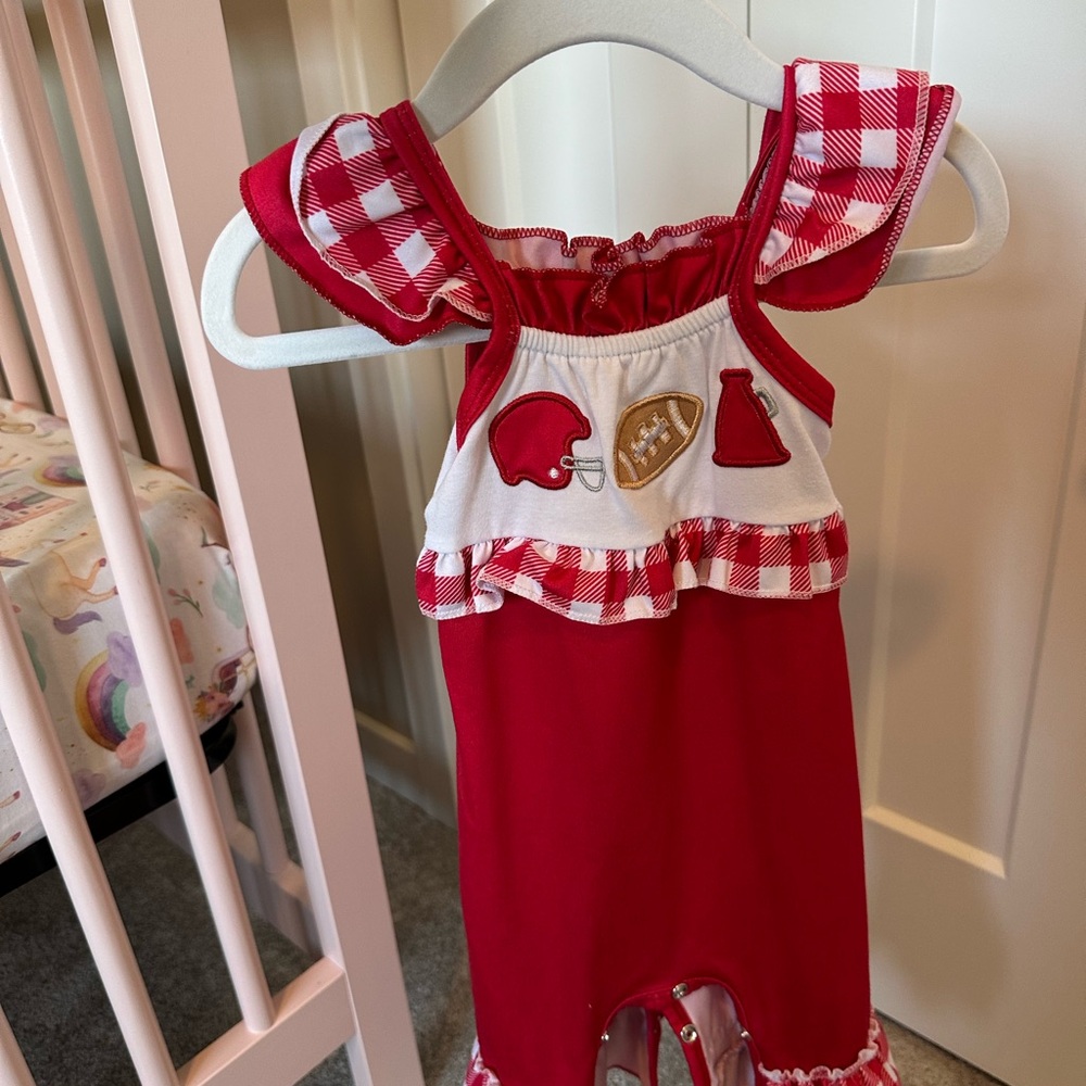 Red Football Theme Romper
